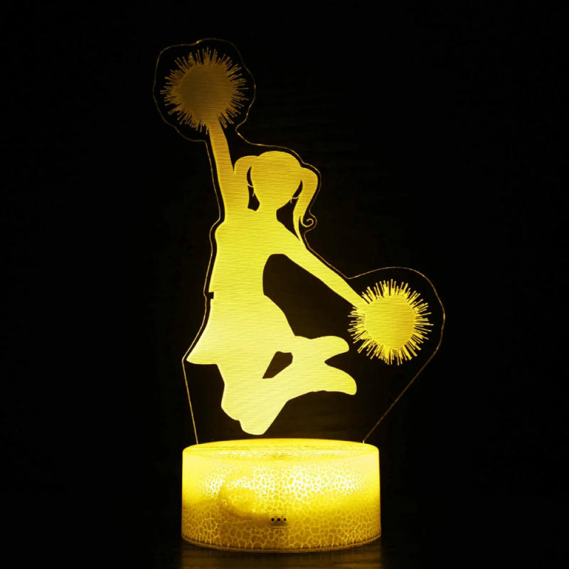 Description Picture 3 of itemCheerleading Dance 3D Night Light 7 Color Changing Table Desk Optical Illusion Lamp Christmas Birthday Gift for Girls Room Decor