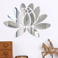 3D DIY Lotus Flower Mirror Wall Sticker Removable Acrylic Art Mural Decal Stickers For Living Room Bedroom Home Decorations