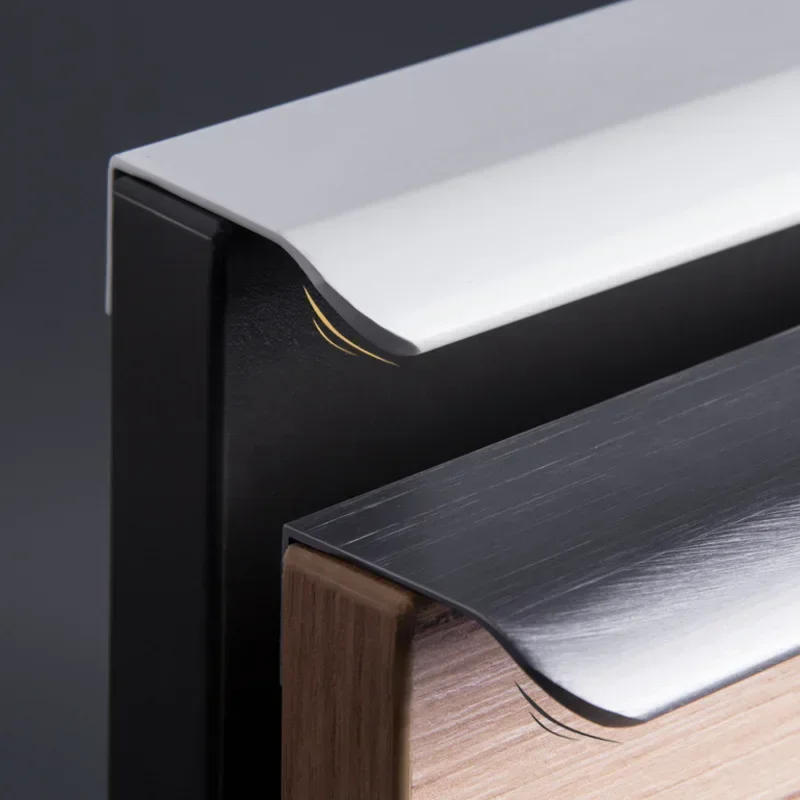 Description Picture 3 of item2/4Pcs Hidden Handle Kitchen Cabinet Furniture Handles Black Cupboard Drawer Pulls Wardrobe Door Knobs Prevent Scratching