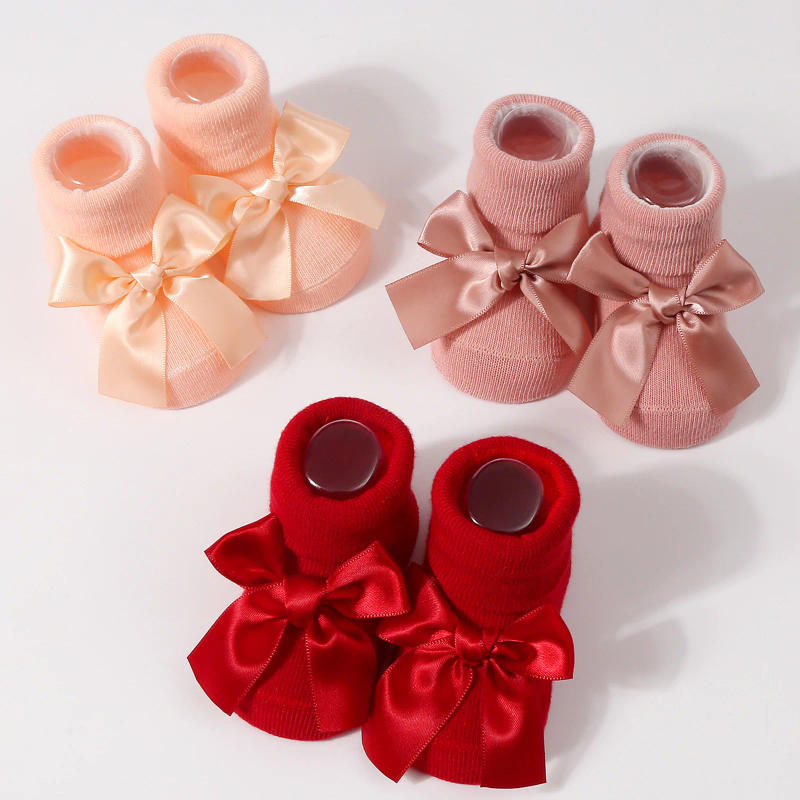 Description Picture 4 of itemBaby Bow Socks Soft Cotton Cute Ankle Socks for Infants Girls Fashion Anti-Slip Newborn Baby Socks 0-6 Months