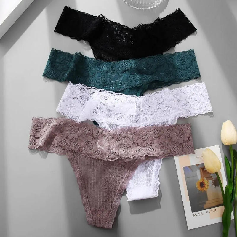 Description Picture 5 of itemFloral Lace Thong Seamless Panties Solid Color Traceless Briefs Female Lingerie Low Waist Sexy Underpants Ladies