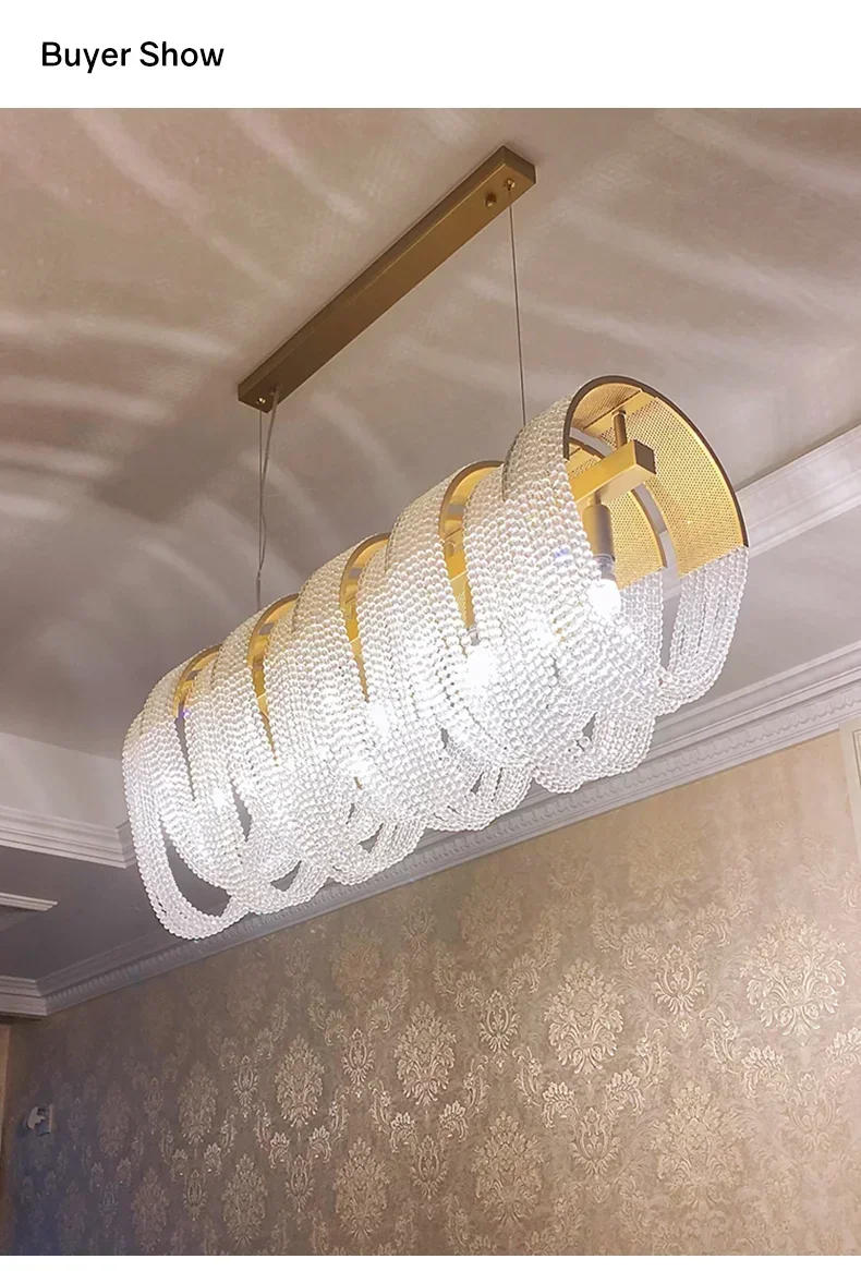 Description Picture 6 of itemCrystal Tassels Led Ceiling Chandelier Living Room Kitchen Island Ceiling Lamp Lobby Pendant Lights Home Decorations Lustre