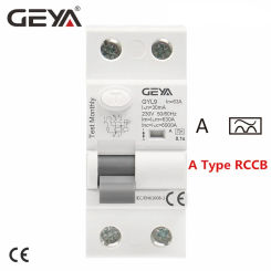GEYA GYL9 A Type RCD Earth Leakage Circuit Breaker AC ELCB 2 Pole 40A 63A 30mA 100mA 300mA RCD RCCB