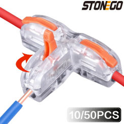 Universal Compact T-Type Push-in Fast Wire Connector Distribution Terminal Block Led light electrical Home splitter Connectors