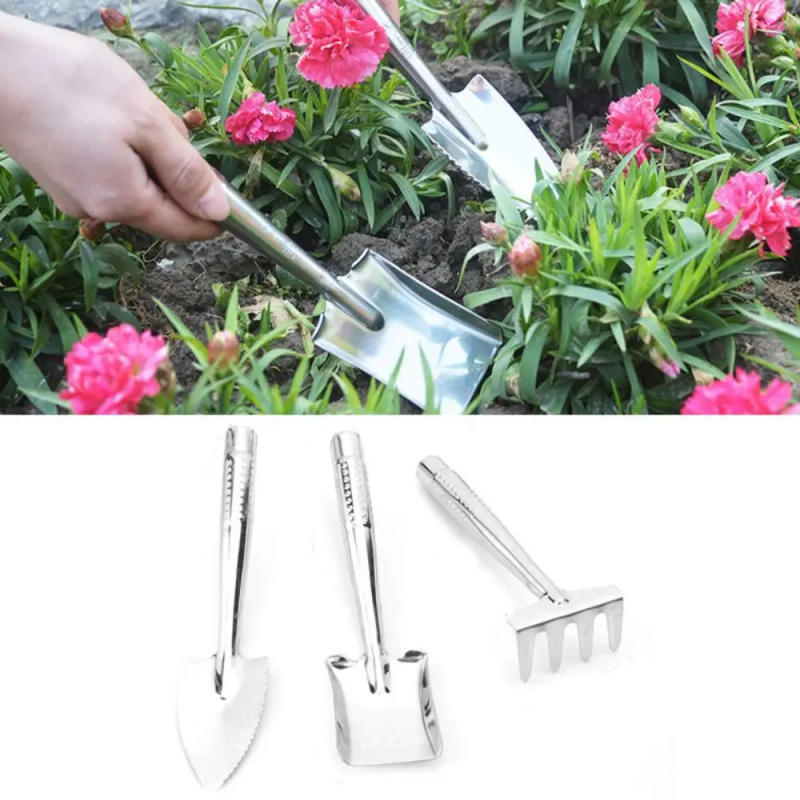 Description Picture 2 of itemBonsai Soil Stainless Steel Gardening Spade Digging Weeding Garden Shovel Pointed /Square Shovel Integrated Shovel Rake