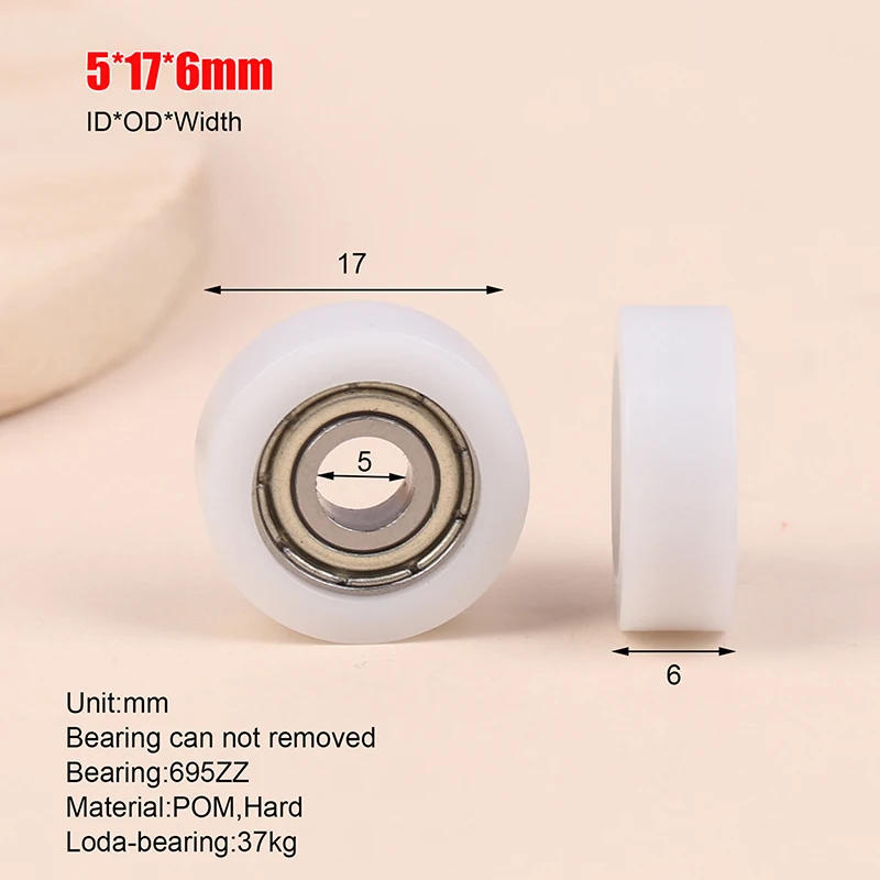 Description Picture 2 of item5*17*6mm Nylon Plastic Roller Guide Wheel 695zz Bearing Wheel POM Drawer Window Door Pulley Roller