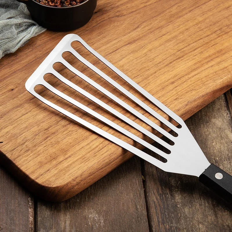 Description Picture 6 of itemStainless Steel Slotted Turner & Fish Spatula With Wooden Handle - Kitchen Tools Cooking spatula Leakage steak shovel