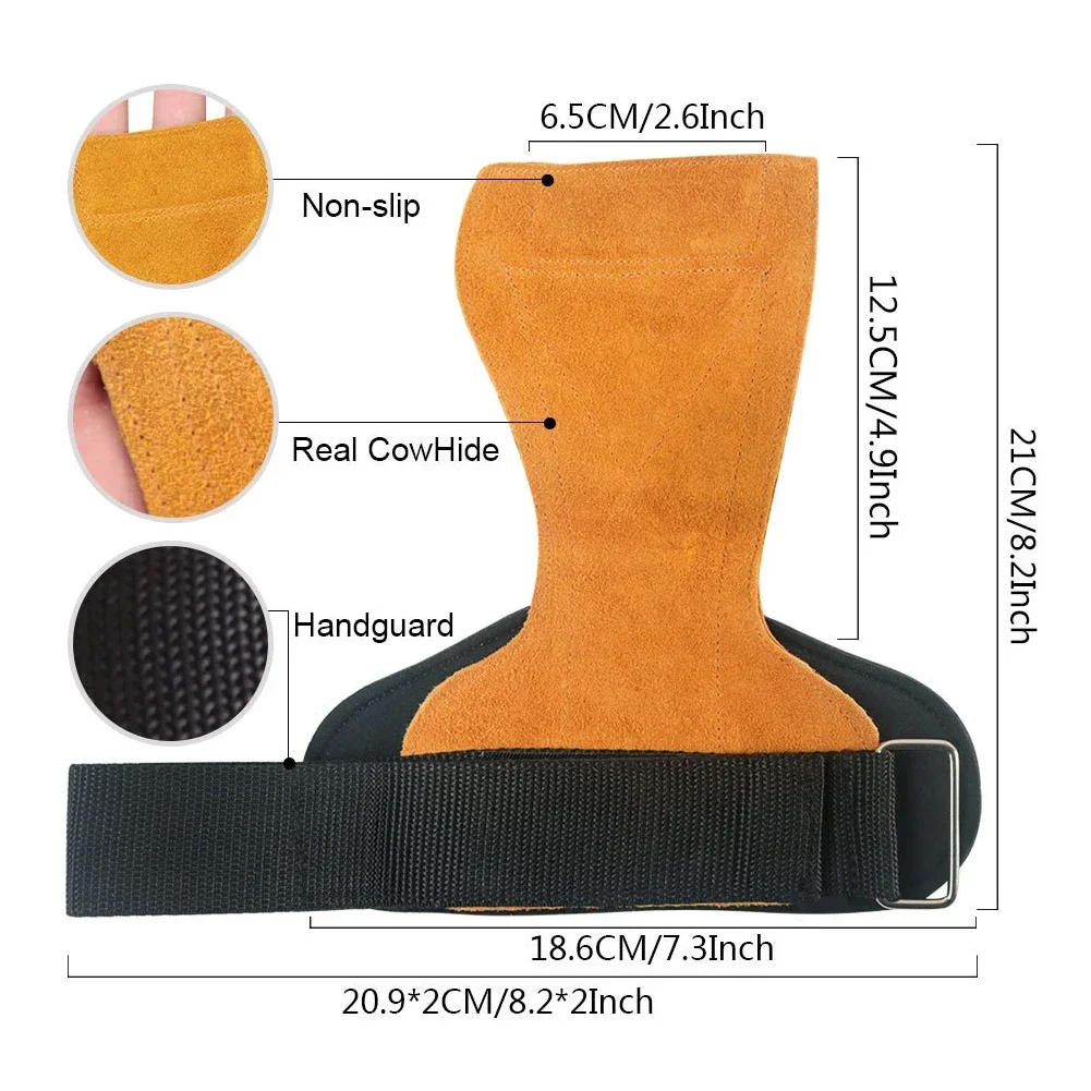 Description Picture 3 of itemBench Press Weight Lifting Wrist Hooks Straps Cowhide Deadlift Gloves and Grip Pads for Fitness Gym Training Dumbbell Pull-Up