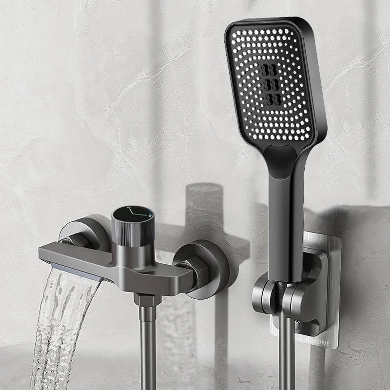 Description Picture 3 of itemWhite Waterfall Bath Shower Faucet with Self-adhesive Hand Shower Hot Cold Water Mixer Tap Bathroom Faucet Tub Shower System Set