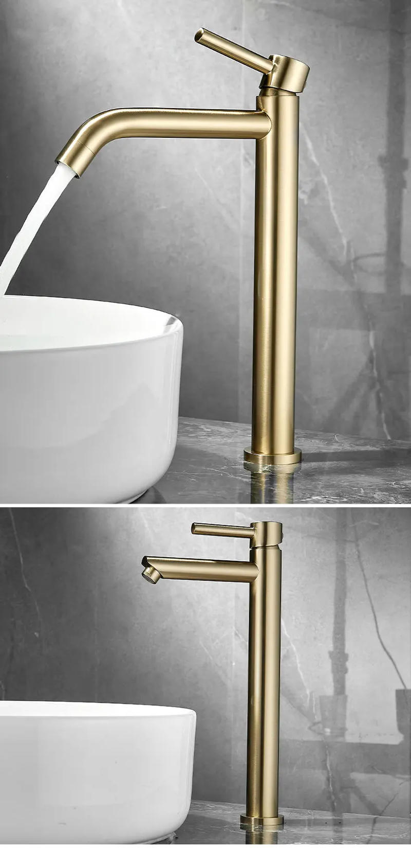 Description Picture 2 of itemSink faucet bathroom hot and cold Brush Gold single lever hot and cold basin water mixer tap bathroom sink faucet brass tap