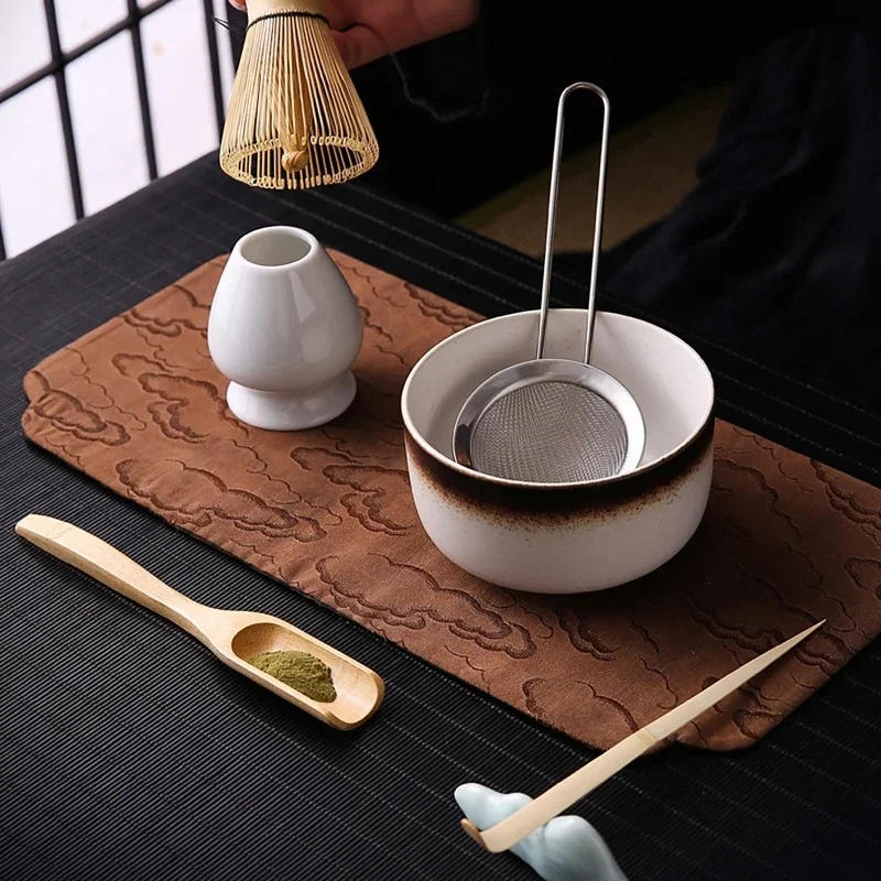 Description Picture 6 of item6Pcs Tea Whisk Brush Set Bamboo Matcha Whisk Scoop and Holder Matcha Bowl with Strainer Japanese Matcha Ceremony Accessory