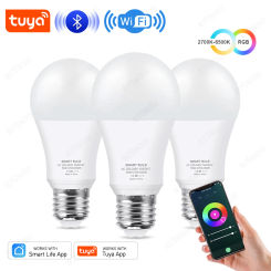 Tuya Bluetooth Smart LED Bulb WiFi Light Bulbs Dimmable Spotlight Bulb 15W E27 RGB+CW+WW LED Color Change Lamp For Home Decor
