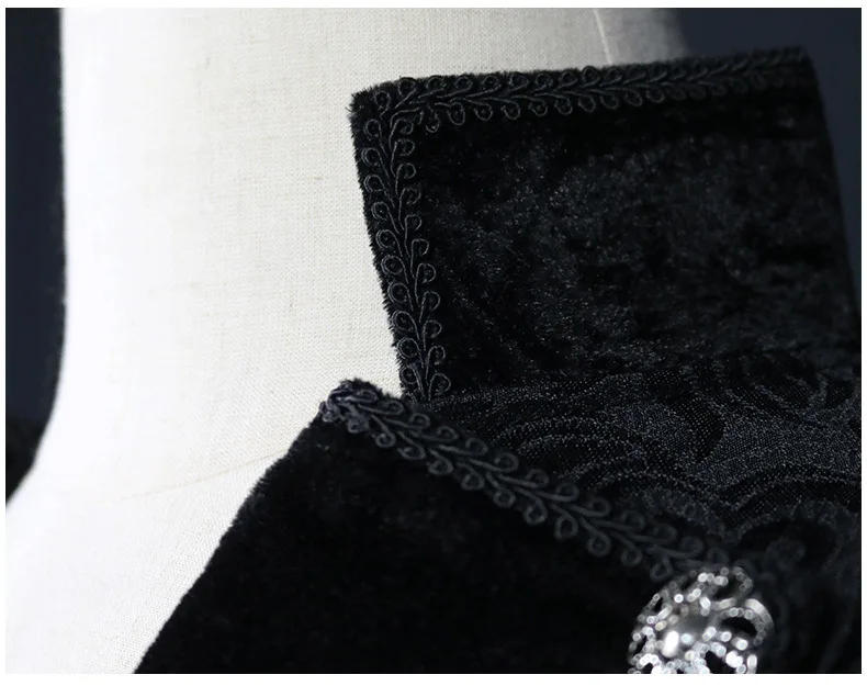 Description Picture 4 of itemMen Medieval Jacket Steampunk Gothic Tailcoat Victorian Uniform Trench Coat Halloween Jacquard Tuxedo Double-breasted Cloth