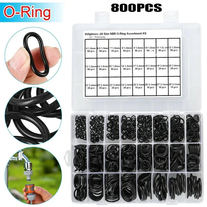 Description Picture 2 of item800pcs Black Rubber O Ring Sealing Gasket Washer Nitrile Rubber NBR For Automotive Repair Plumbing Assortment Boxed Kits