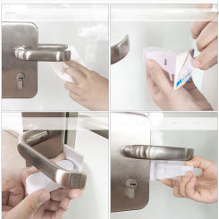 Child Safe Door Lever Lock 180 Degree Rotating Cabinet Lock Self Adhesive Window Door Handle Lock for Window Door Cabinet