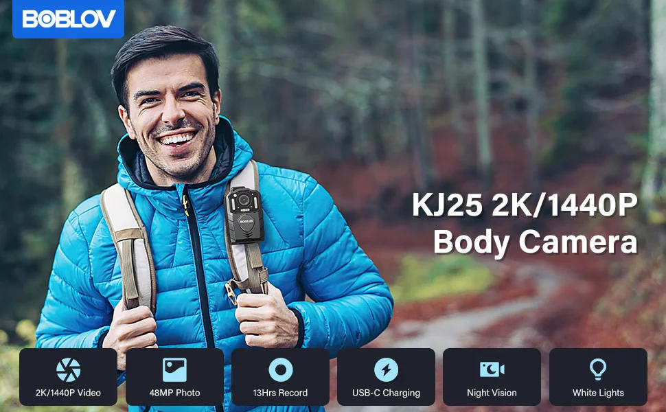 Description Picture 2 of itemBOBLOV KJ25 1440P Body Camera 3000mAh Battery for 13 Hours Video Shooting Audio Camcorders Night Vision Body Worn Mini Camera