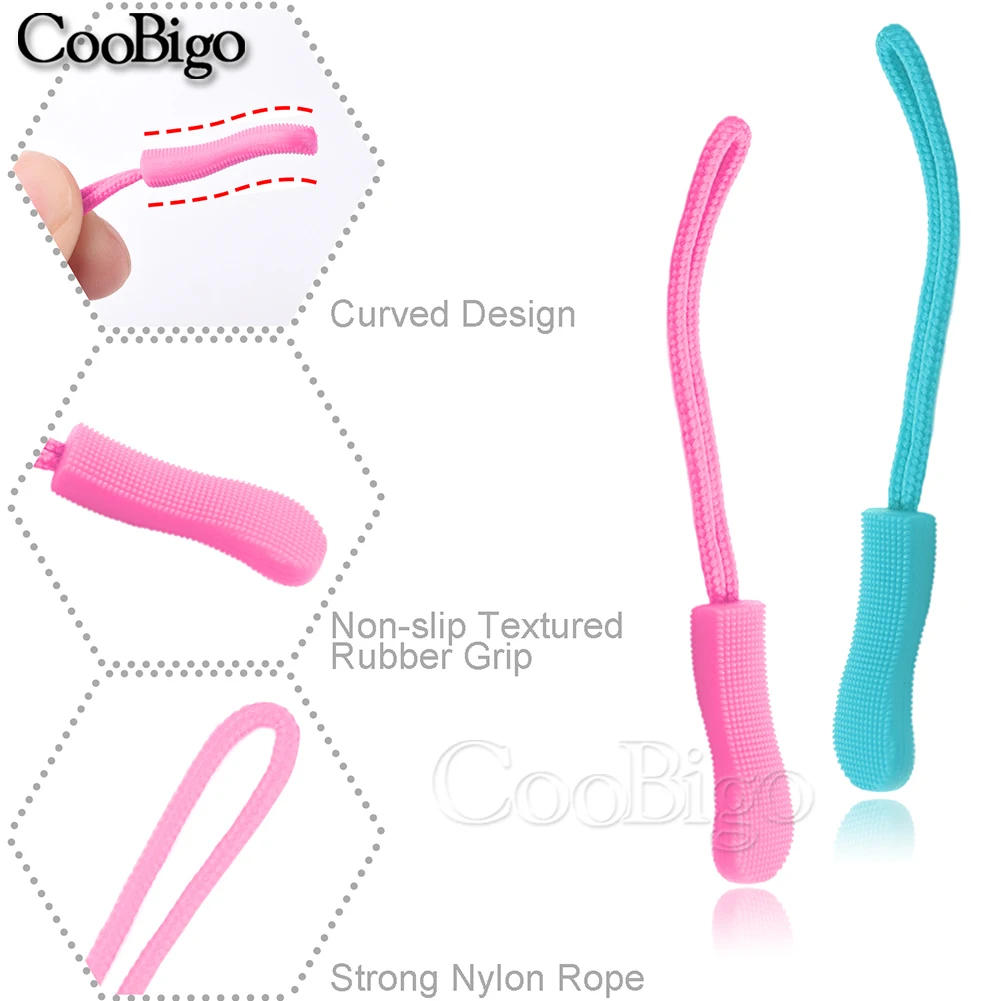 Description Picture 5 of item10pcs Zipper Pull Zip Puller Rope Slider Cord Fastener Strap Closures for Clothes Bag Wallet Sewing Accessories Haberdashery