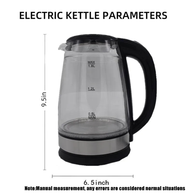 Description Picture 6 of item1.8L 220V Electric Kettle Stainless Steel Glass Health Preserving Pot Electric Water Heater with Blue Led Light Kitchen Tools