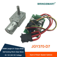 Bringsmart 12V DC Worm Gearbox Engine Brush Motor 8mm D7 Shaft DC 25MM Shaft Length Self-lock Electric Motor For DIY JGY-370