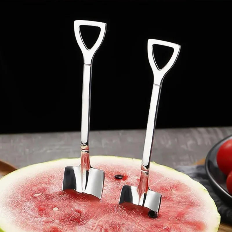 Description Picture 4 of itemCreative Stainless Steel Shovel Spoon Mini Coffee Teaspoon Fruit Ice Cream Dessert Spoons Kitchen Scoops Tableware Cutlery Set