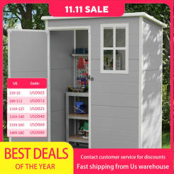 Storage Shed, Outdoor Storage Shed 5x3 FT, Plastic Garden Shed For Bike, Garbage Can, Tool, Outside Sheds & Outdoor Resin