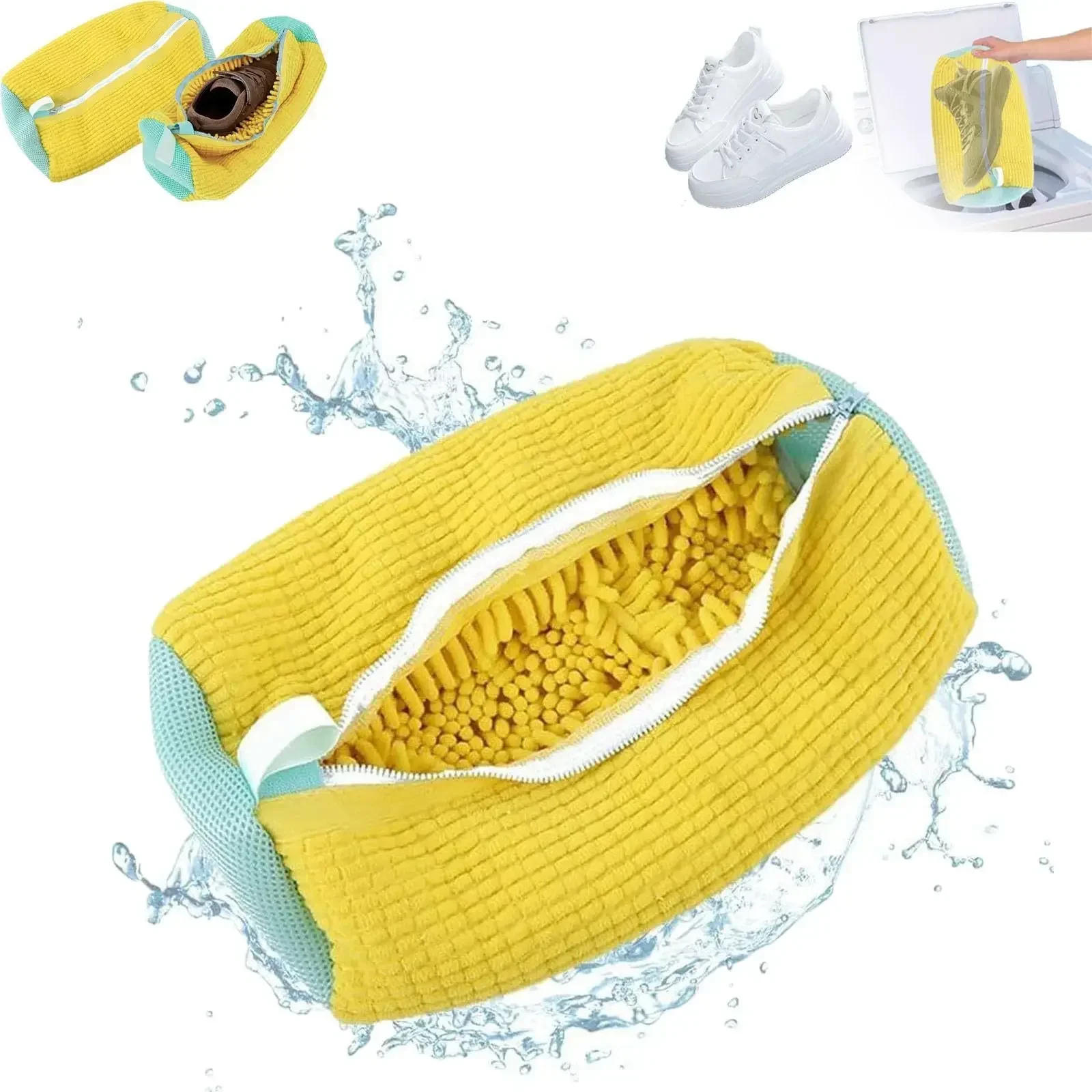 Description Picture 5 of item2/1PCS Shoe Washing Bag Washing Machine Laundry Bags with Zipper Closure Shoes Cleaning Bags Shoes Laundry Fluffy Fibers Sneaker