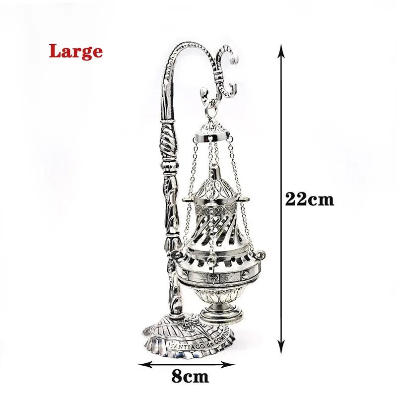Description Picture 4 of item1pcs Antique Carved Incense Burner Cross Decoration Church Hanging Censer Christian Church Household Religious Worship Supplies