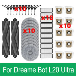 For Dreame Bot L20 Ultra /L30 Ultra /X20 Pro Supplies Parts Robot Vacuum Cleaner Main Side Brush Filter Mop Dust Bag