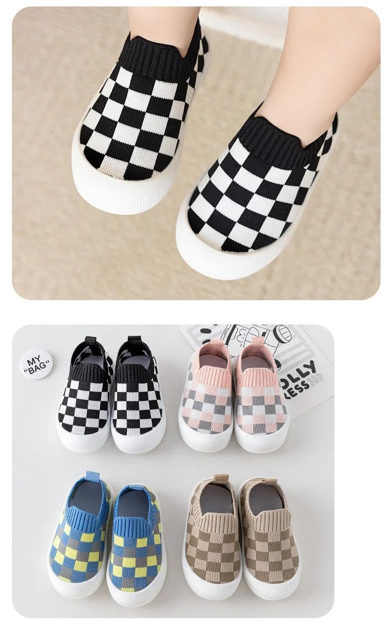 Description Picture 4 of itemBaby First Walkers Spring Slip-on Toddler Shoes Baby First Walkers Boys Girls Autumn Non-Slip Classic Plaid Sneakers Sport Shoes