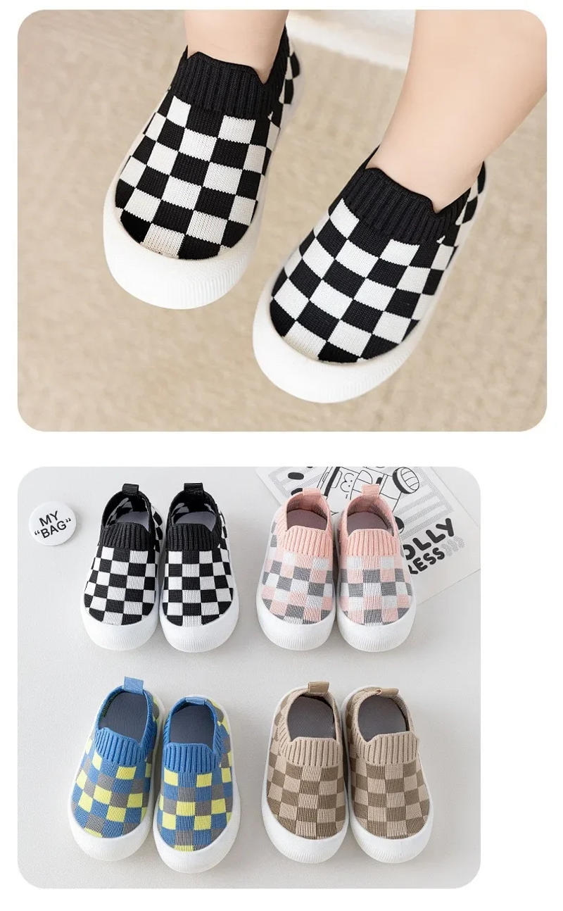 Description Picture 4 of itemBaby First Walkers Spring Slip-on Toddler Shoes Baby First Walkers Boys Girls Autumn Non-Slip Classic Plaid Sneakers Sport Shoes