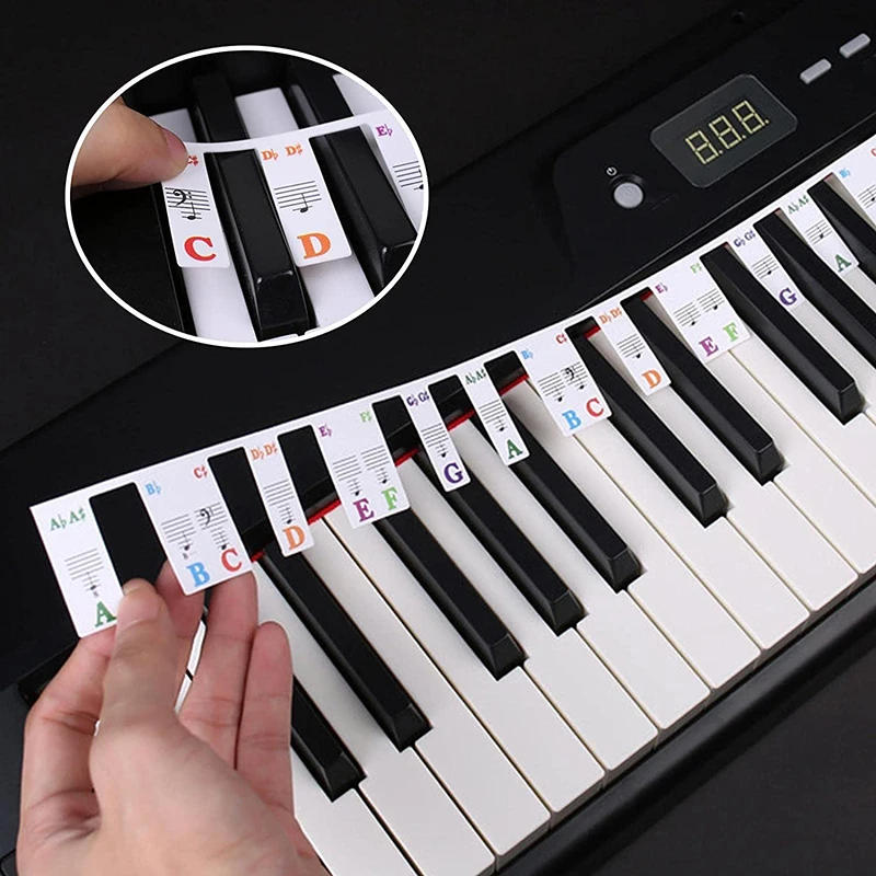 Description Picture 4 of item61 Keys 88 Keys Removable Piano for KEY Labels Piano Keyboard Stickers Piano Rake Notes Marker Overlay for Piano Fingering