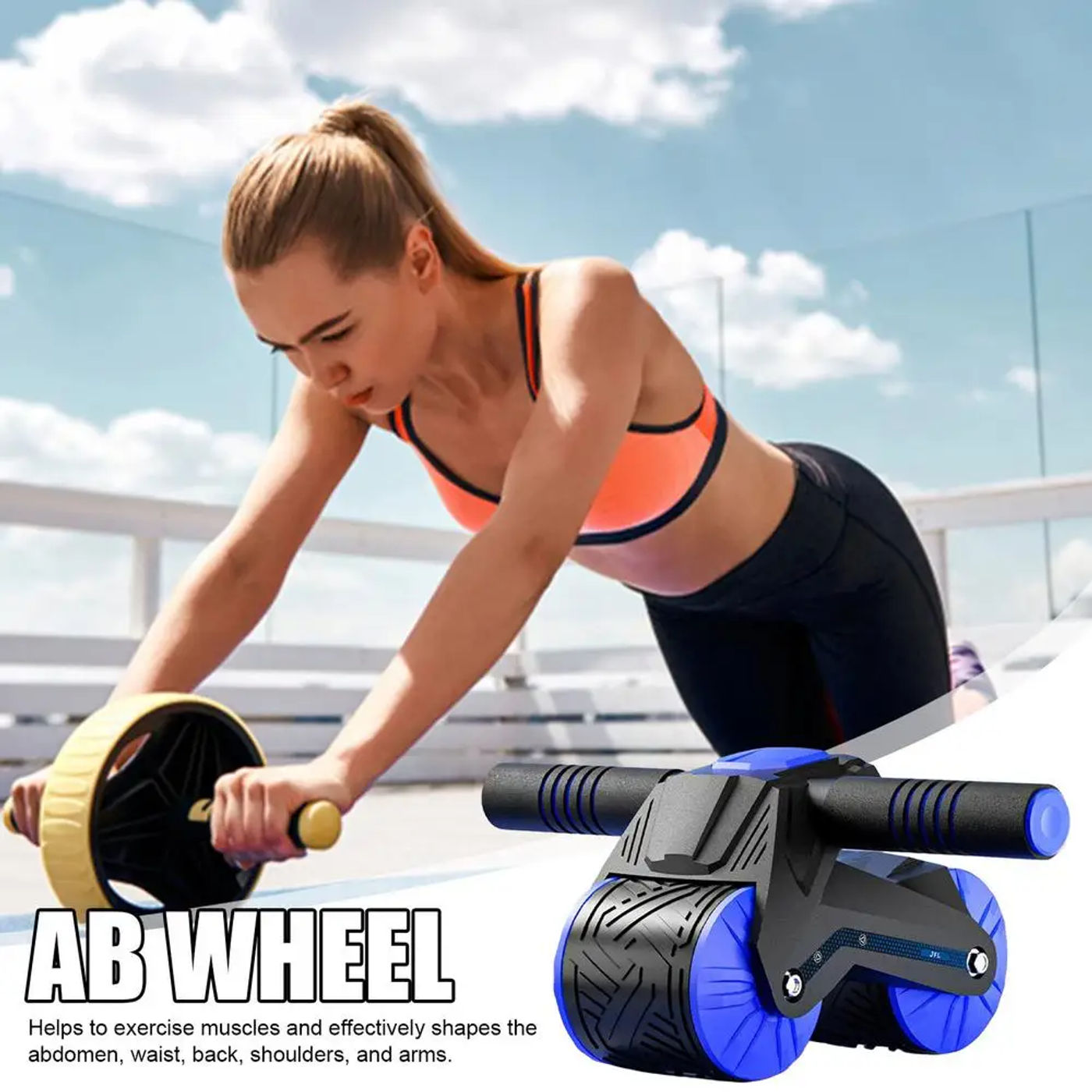 Description Picture 6 of itemAbdominal Ab Roller Automatic Rebound Ab Roller For Abs Workout Two Wheels Upgraded Exercising Wheel Ab Wheel Roller