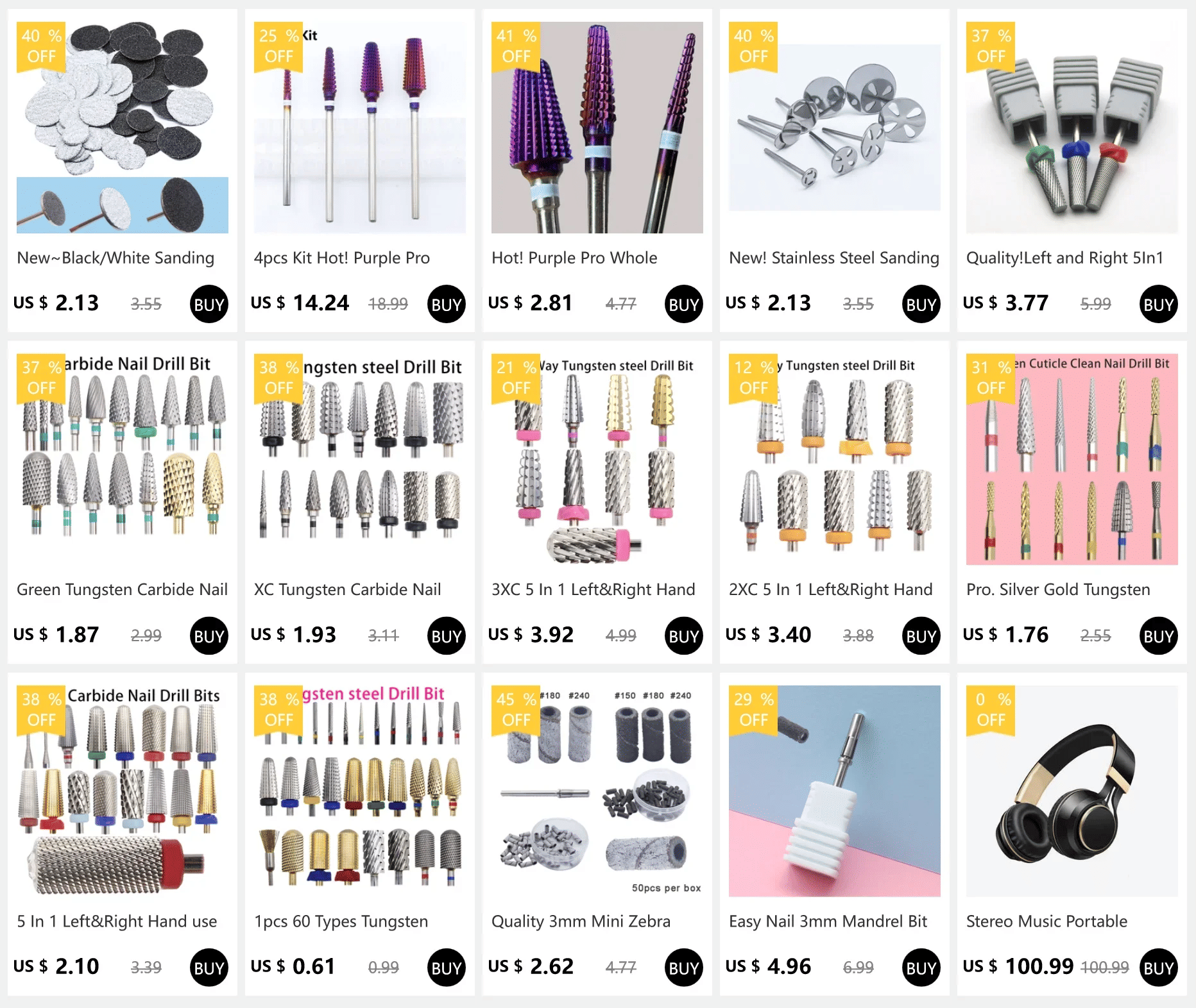 Description Picture 2 of itemDouble Hand Use 5 In 1 Golden Tungsten Steel Nail Milling Drill Bits, Multi-Functional Carbide With High Hardness For Long-Term