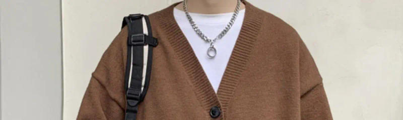 Description Picture 6 of itemJapanese Retro Solid V-neck Cardigan Sweaters Winter Loose Casual High Street Sweater Men Tops Overcoat Male Clothes