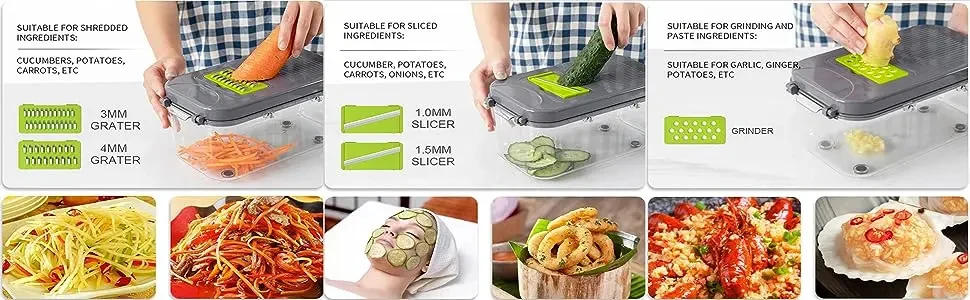 Description Picture 5 of item12/22 in 1 Multifunctional Vegetable Chopper Onion Grater Carrot Potato Shredder Fruit Slicer Garlic Chopper Kitchen Gadget Tool