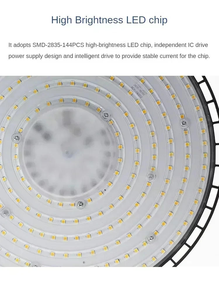 Description Picture 6 of itemWaterproof Commercial Industrial Market Warehouse Garage Workshop Garage Lamps Super Bright 100/150/200W UFO LED High Bay Lights