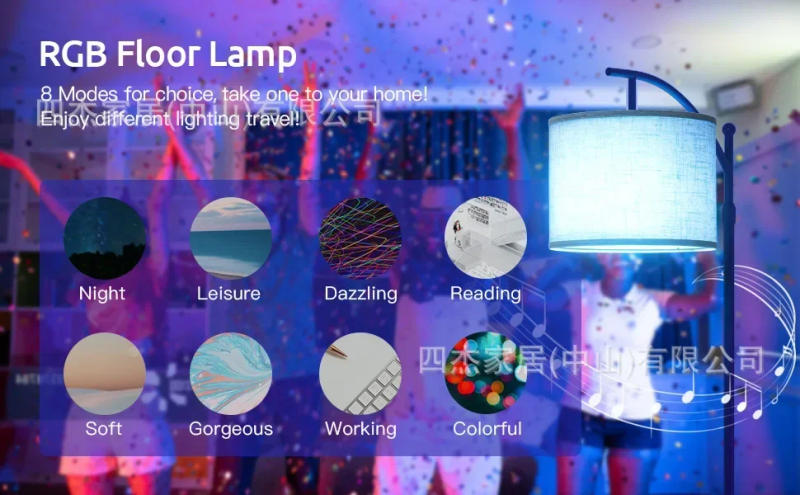 Description Picture 3 of itemRGB Floor Lamp App Remote Control Support Intelligent Voice Control Bluetooth WiFi Dual Mode