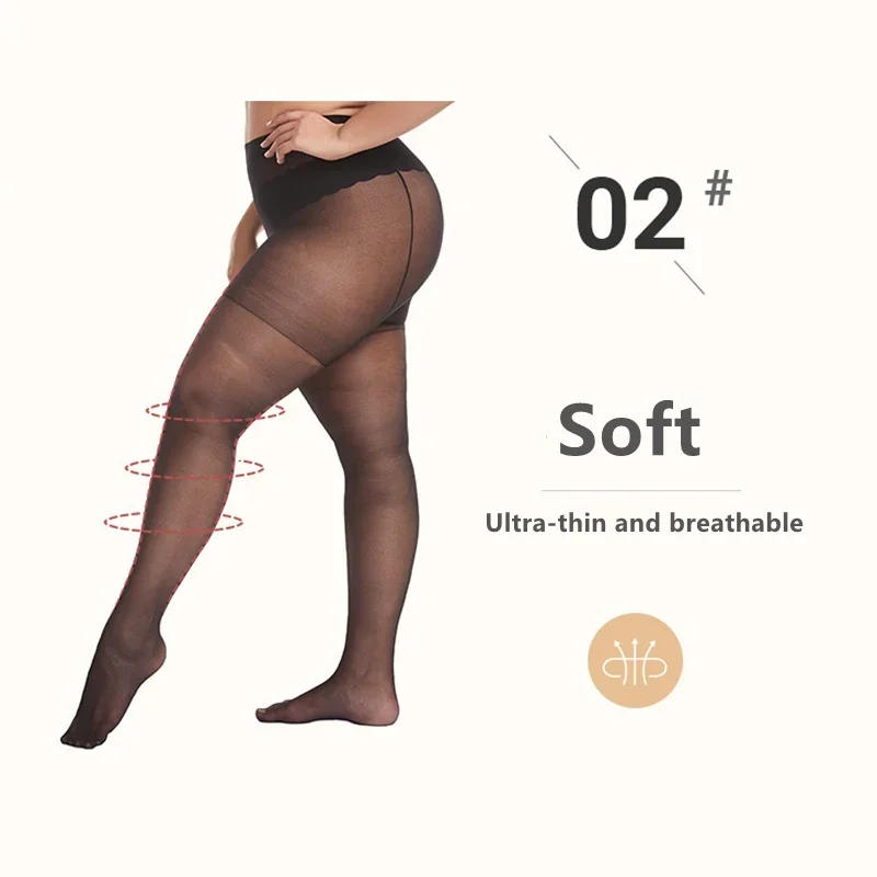 Description Picture 5 of item15D Plus Size Women Stockings Stretch Pantyhose XXXL Fat Tights Oversized Thin Pantyhose