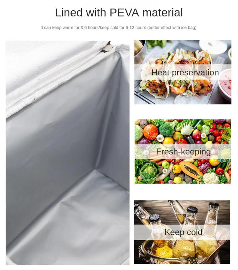 Description Picture 5 of itemSoft Cooler Bag with Hard Liner Large Insulated Picnic Lunch Bag Box Cooling Bag for Camping BBQ Family Outdoor Activities