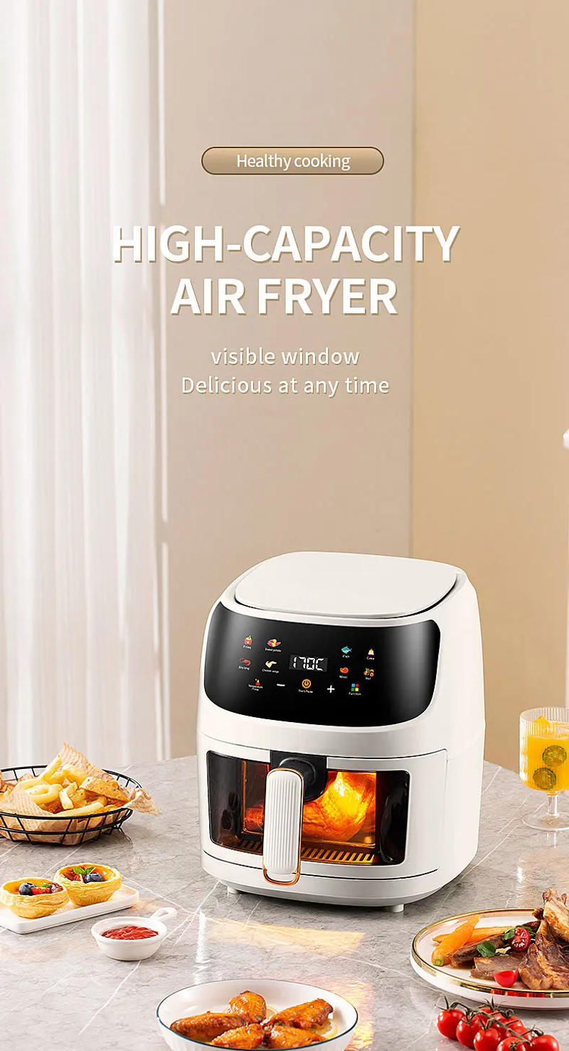 Description Picture 2 of item8L air fryer intelligent large capacity multifunctional household air fryer visual LCD touch screen oil-free oven 220V EU