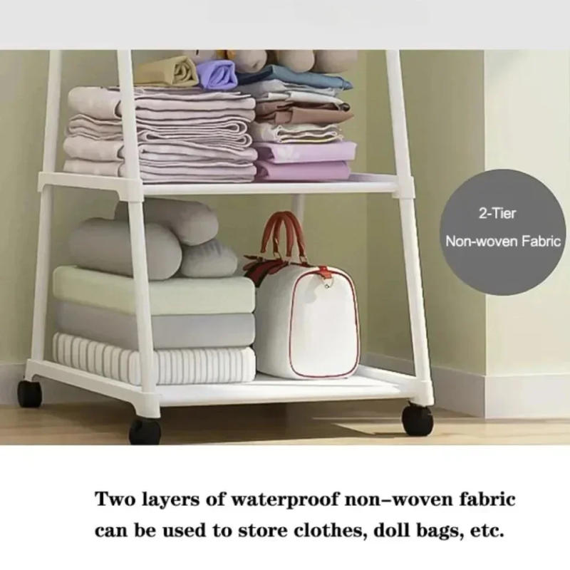 Description Picture 6 of itemSimple Coat Rack Triangle Pulley With Wheels Shelf Household Living Room Bedroom Furniture Hangers Floor-Standing Clothes Racks