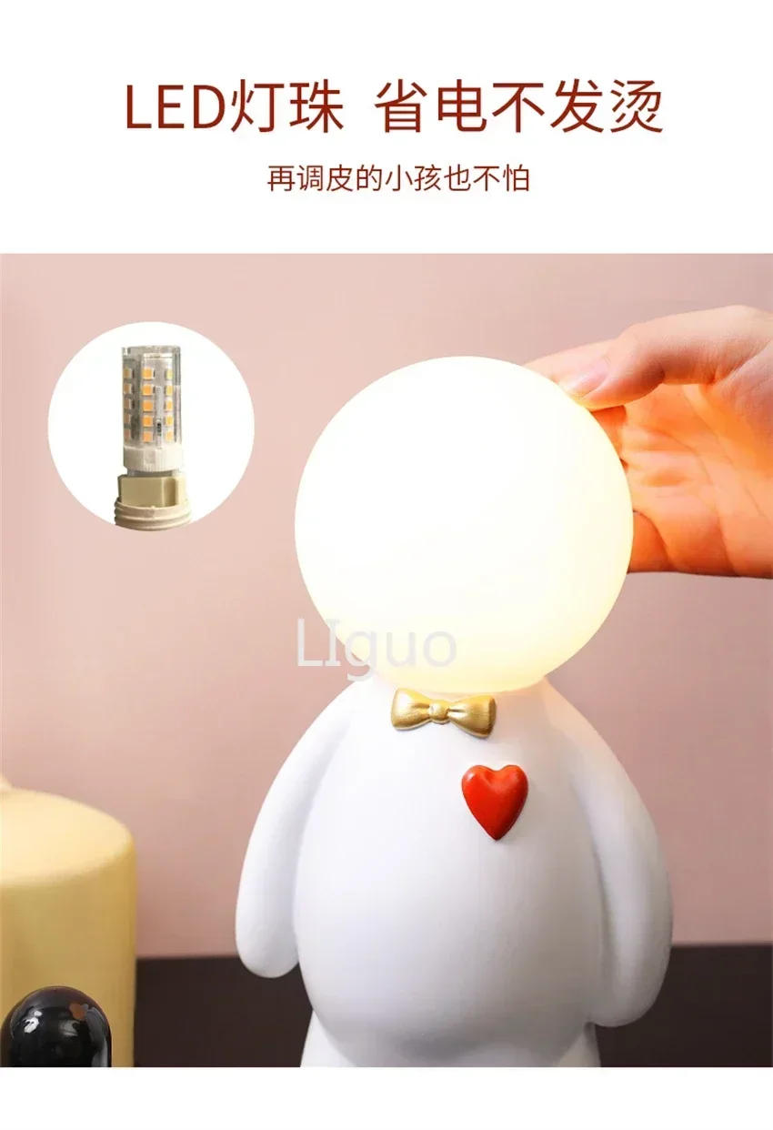 Description Picture 3 of itemNordic luxury cartoon white doll night lights bedroom bedside table decorative lamp desk wedding gift night lamps fixtures