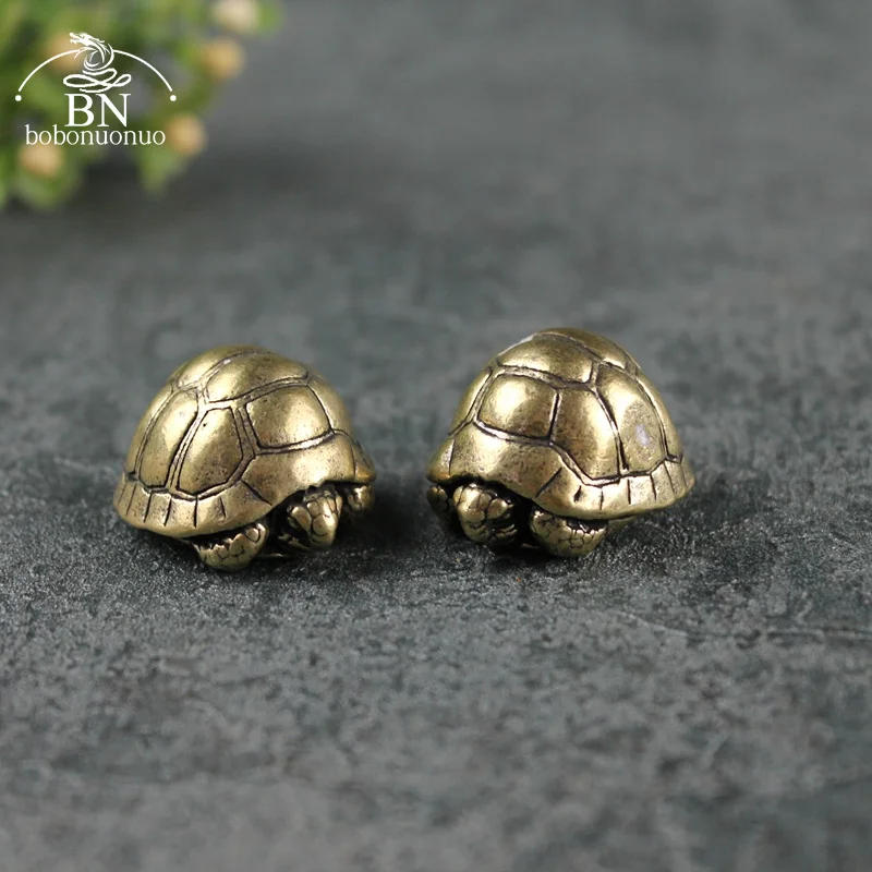 Description Picture 2 of itemHeavy Ball Shape Turtle Miniatures Figurines Antique Metal Brass Animal Tortoise Small Statue Tea Pet Table Ornament Home Decors