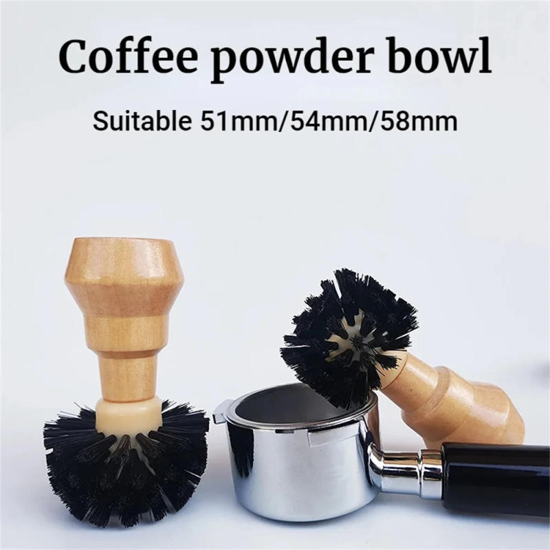 Description Picture 2 of itemProtable Coffee Tamper Cleaning Brush Espresso Grinder Machine Hair Wood Dusting Cleaners 51/54/58mm Barista Kitchen Tools
