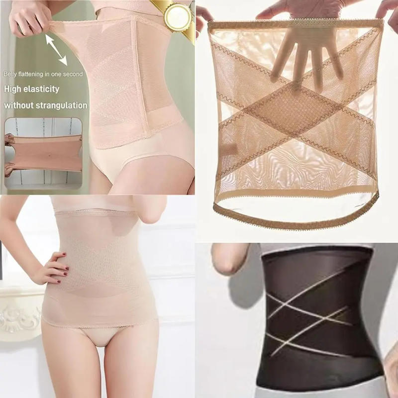Description Picture 6 of itemCross Mesh Girdle for Waist Shaping Women Crossover Abdominal Shaping Bandage Band Invisible Elasticity Waist Slimming Girdle