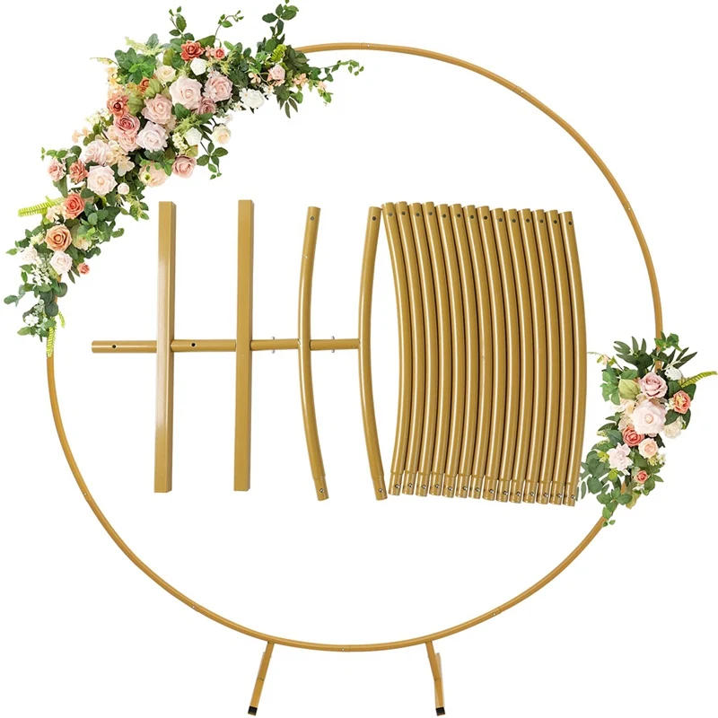 Description Picture 2 of itemMetal Circle Stand Wedding Arche Round Balloon Arch Flower Gold Background Arch DIY Frame Birthday Party Baby Shower Decor