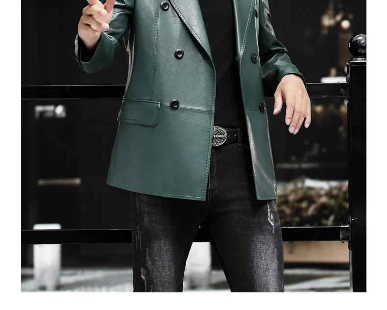 Description Picture 3 of itemTcyeek Men's Genuine Leather Jackets Autumn Spring Real Sheepskin Coat for Men Clothing Fashion Leather Coats Male Suit Jacket