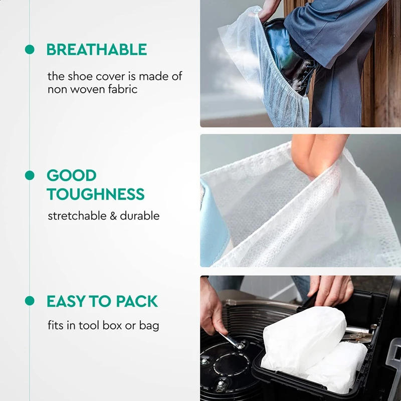 Description Picture 4 of item100Pack Disposable Boot Shoe Covers Non Slip Large Foot Booties for Indoors Contractors Floor Carpet Shoe Coverings Protectors