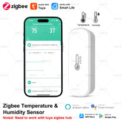 Tuya Smart Zigbee Temperature And Humidity Sensor Home Indoor Thermometer Work With Alexa Google Zigbee2MQTT in Home Assistant