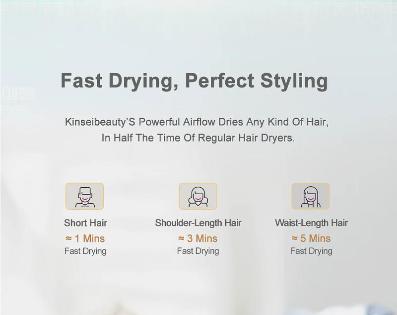 Description Picture 4 of itemKinseibeauty High Speed Hair Dryers HD Color Screen 5 Smart Modes Temperature Control Negative Ion Hair Care 59dB Low Noise